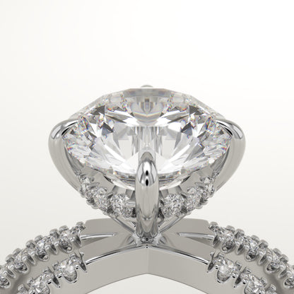 Round Cut Hidden Halo & Criss Cross Pave Lab-Grown Diamond Engagement Ring