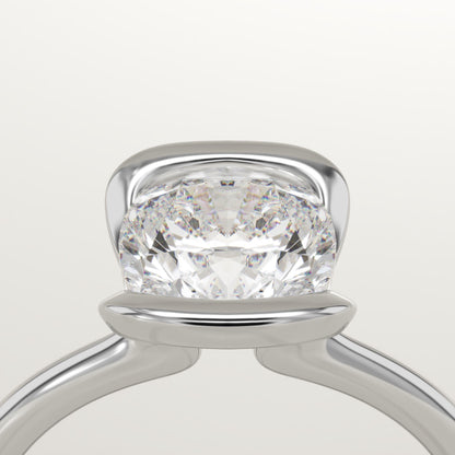 Cushion Cut Half Bezel Lab-Grown Diamond Engagement Ring