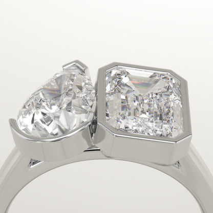 3 TCW Pear & Emerald Cut Toi Et Moi Lab-Grown Diamond Engagement Ring