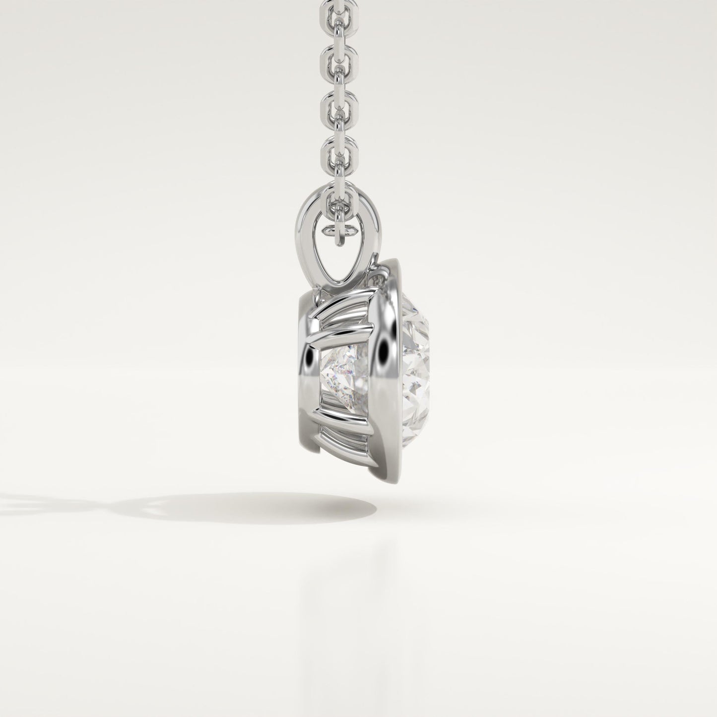 2 CT East West Oval Lab-Grown Diamond Solitaire & Bezel Necklace
