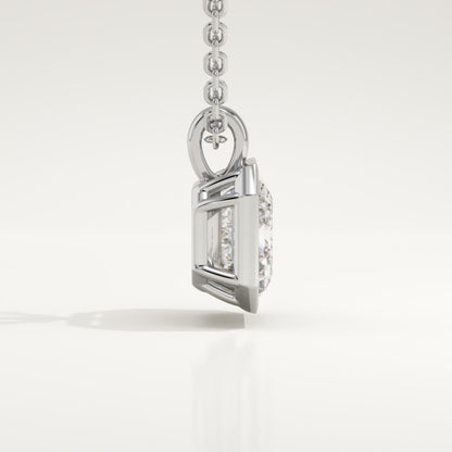 2 CT East West Emerald Lab-Grown Diamond Solitaire & Bezel Necklace