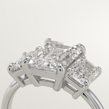 Emerald Cut Three Stone Lab-Grown Diamond Engagement Ring