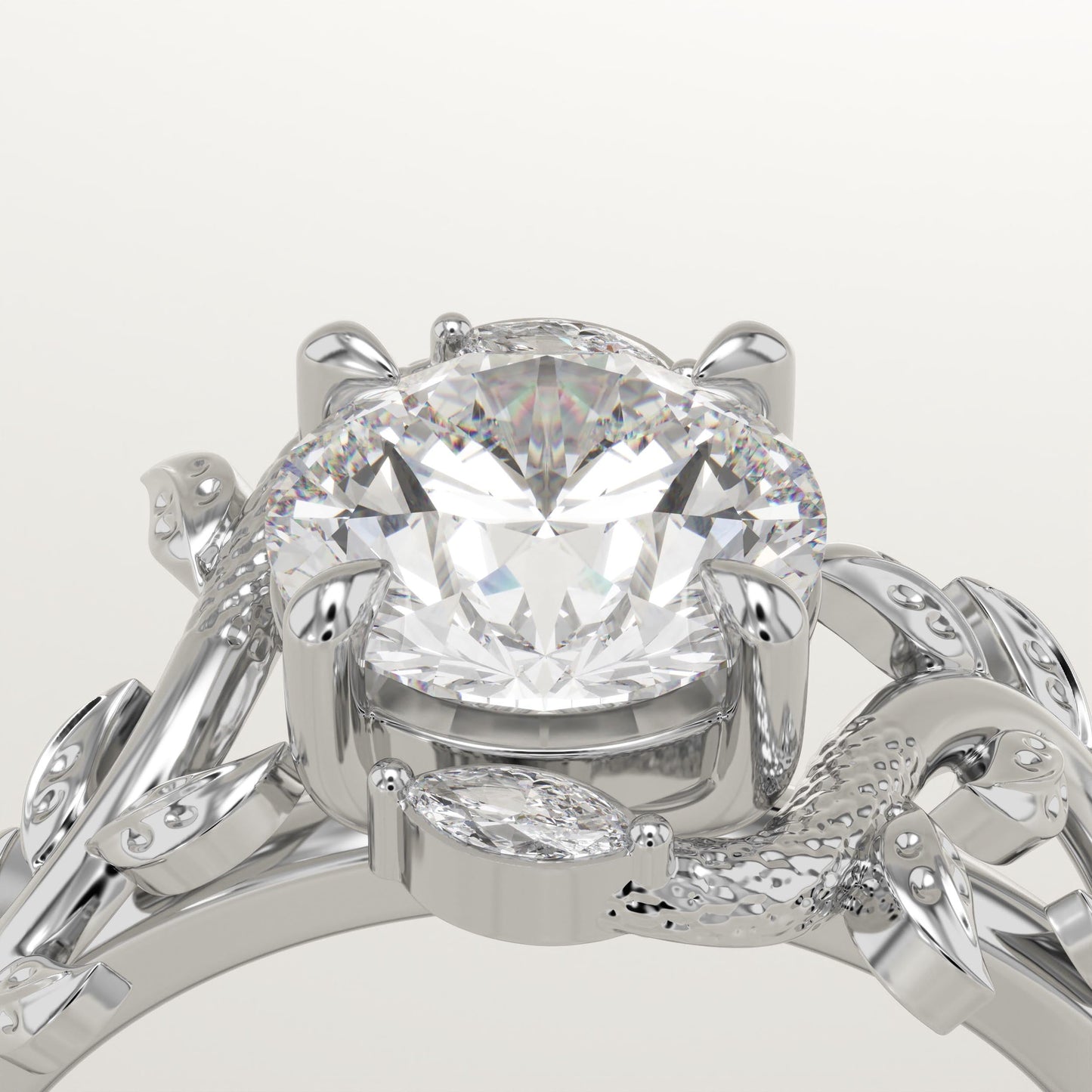 Round Cut Nature Inspired Lab-Grown Diamond Engagement Ring
