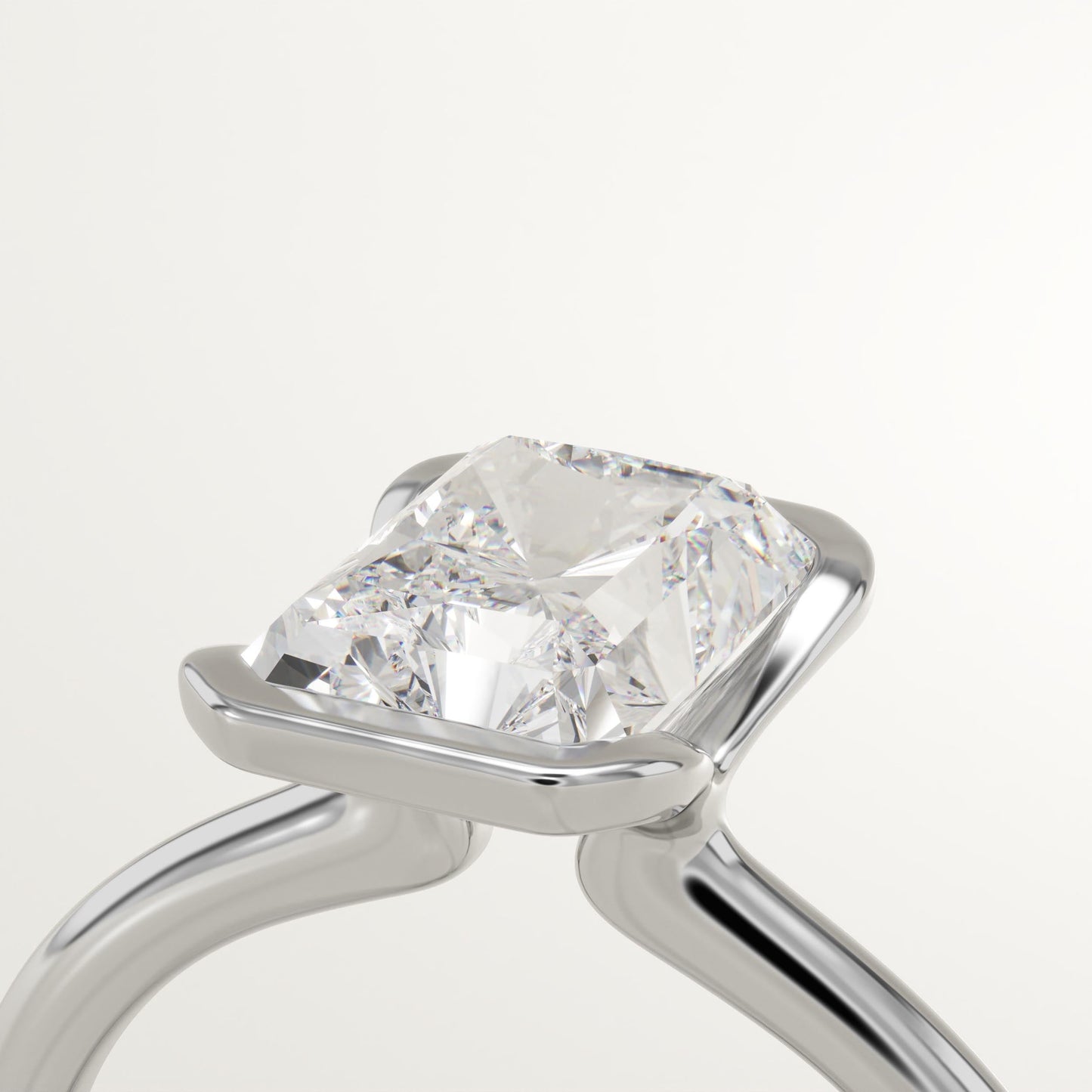 2 CT Radiant Cut Half Bezel Moissanite Engagement Ring
