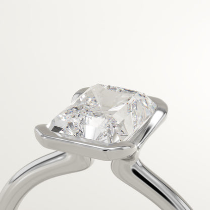 2 CT Radiant Cut Half Bezel Moissanite Engagement Ring