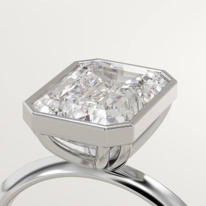 Emerald Cut Bezel Lab-Grown Diamond Engagement Ring