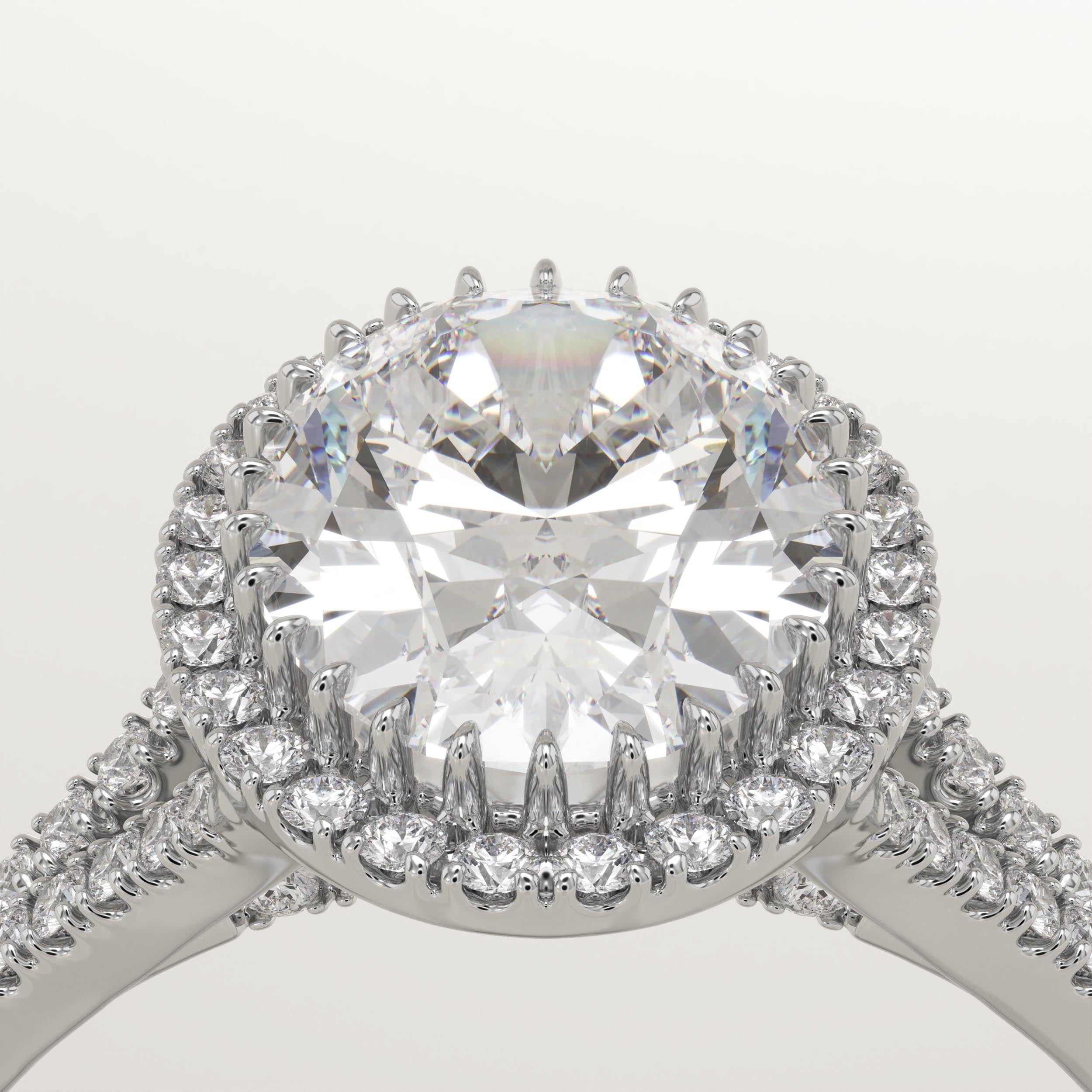 2.0 CT Oval Cut Halo & Pave Lab-Grown Diamond Engagement Ring