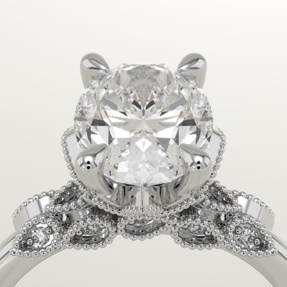 Oval Cut Cluster Lab-Grown Diamond Engagement Ring
