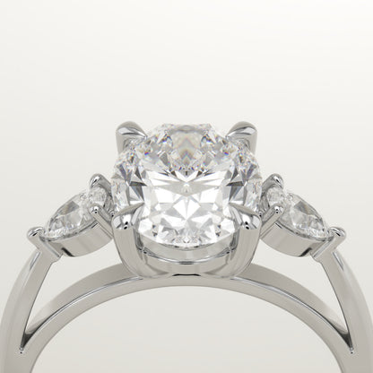 2 CT Oval Cut Moissanite Three Stone Engagement Ring (US Size 5.25 Ready To Ship)