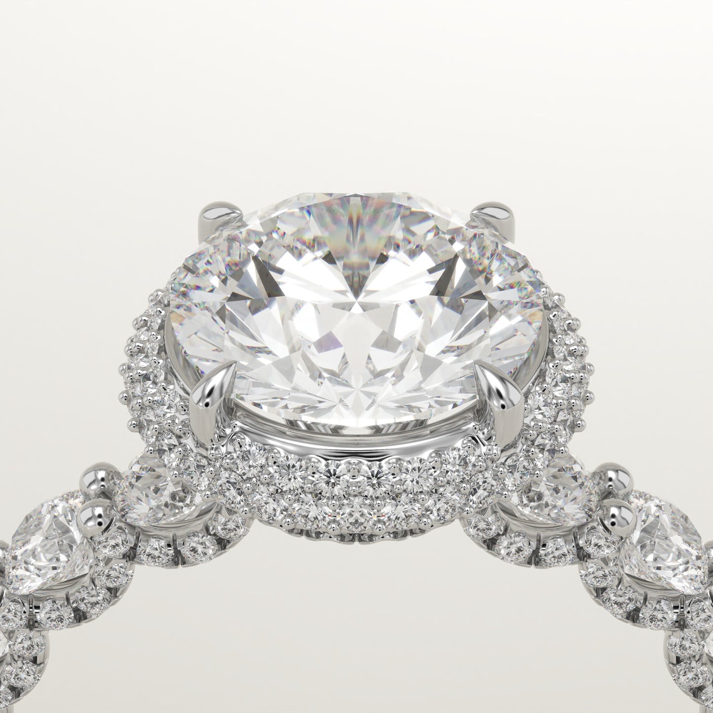 2.0 CT Round Cut Moissanite Halo & Pave Engagement Ring (US Size 7 to 7.5 Ready To Ship) (Copy)