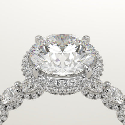 2.0 CT Round Cut Moissanite Halo & Pave Engagement Ring (US Size 7 to 7.5 Ready To Ship) (Copy)