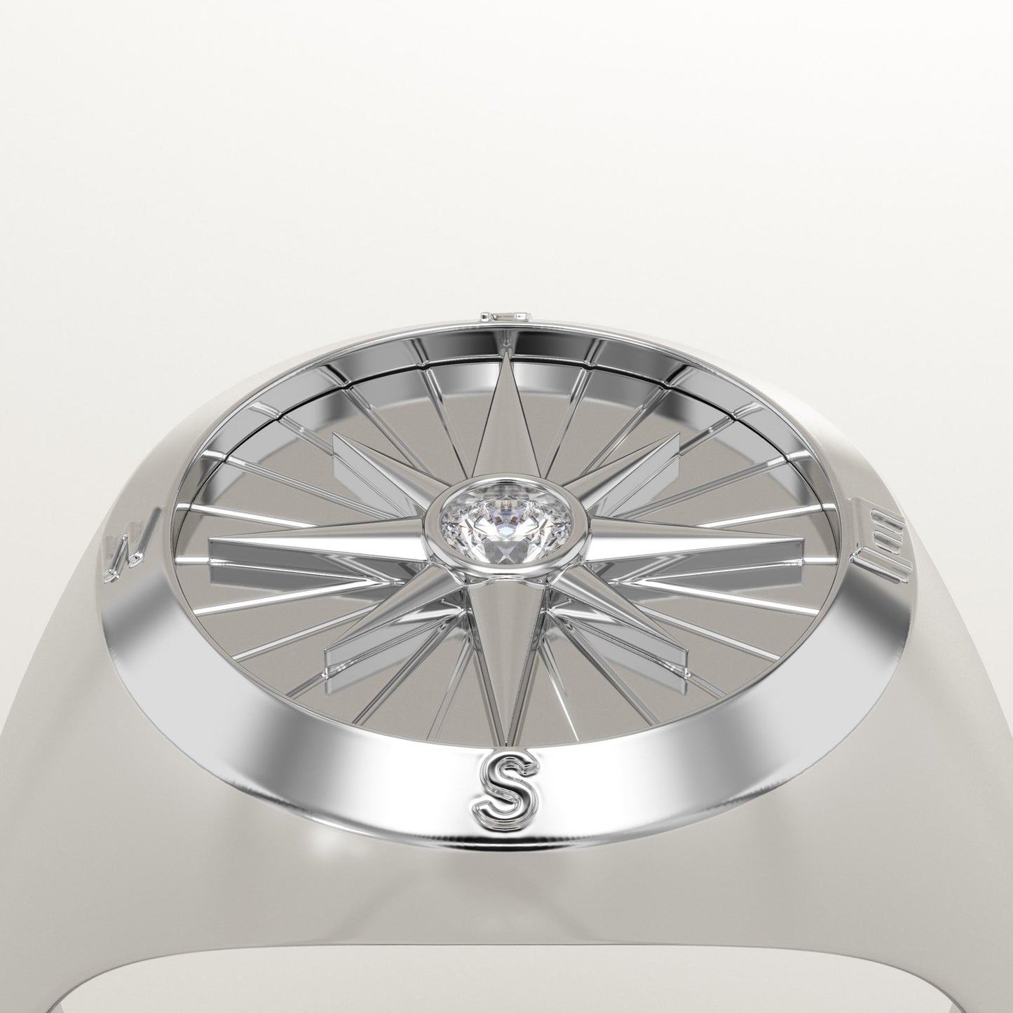 0.04 CT Round Lab-Grown Diamond Compass Wedding Band For Men