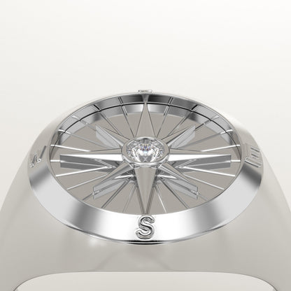 0.04 CT Round Lab-Grown Diamond Compass Wedding Band For Men