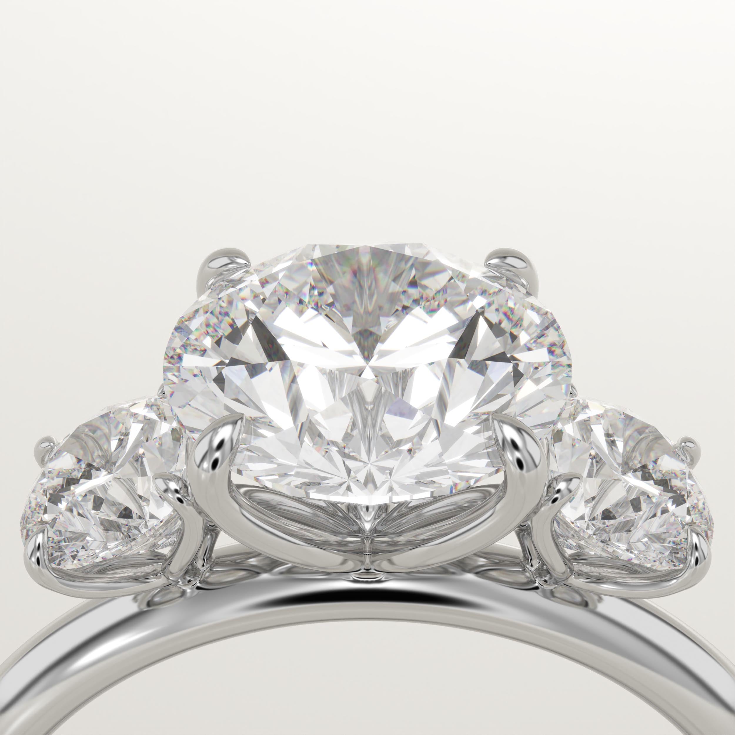 1.5 CT Round Cut Three Stone Lab-Grown Diamond Engagement Ring
