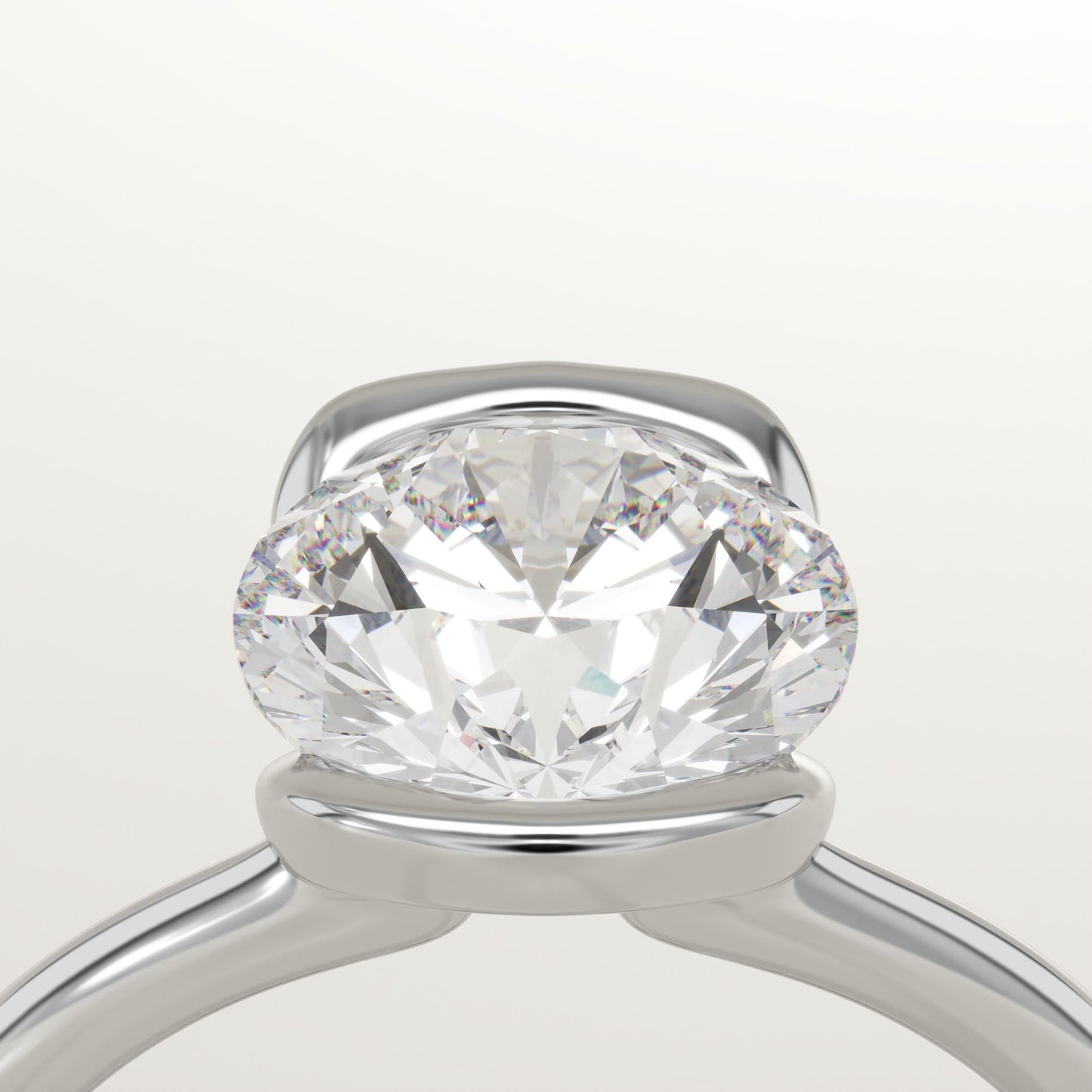 Round Cut Half Bezel Lab-Grown Diamond Engagement Ring