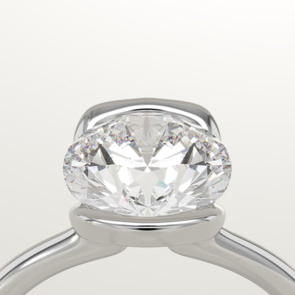 Round Cut Half Bezel Lab-Grown Diamond Engagement Ring