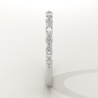 0.32 TCW Round & Marquise Lab-Grown Diamond Half Eternity Wedding Band