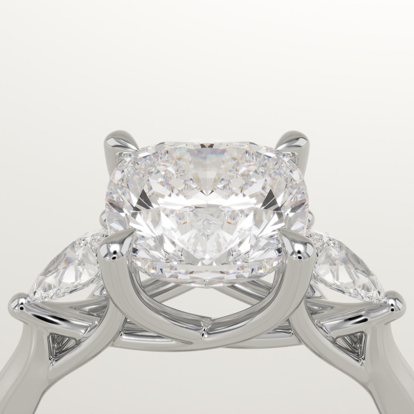 Cushion Cut Three Stone Lab-Grown Diamond Engagement Ring