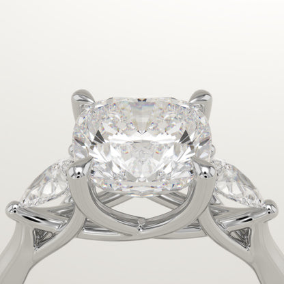 Cushion Cut Three Stone Lab-Grown Diamond Engagement Ring