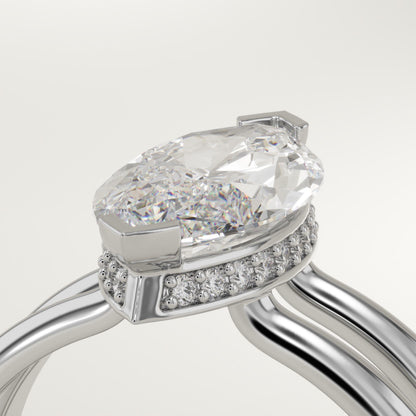 1.75 CT Marquise Cut Double Shank Moissanite Engagement Ring