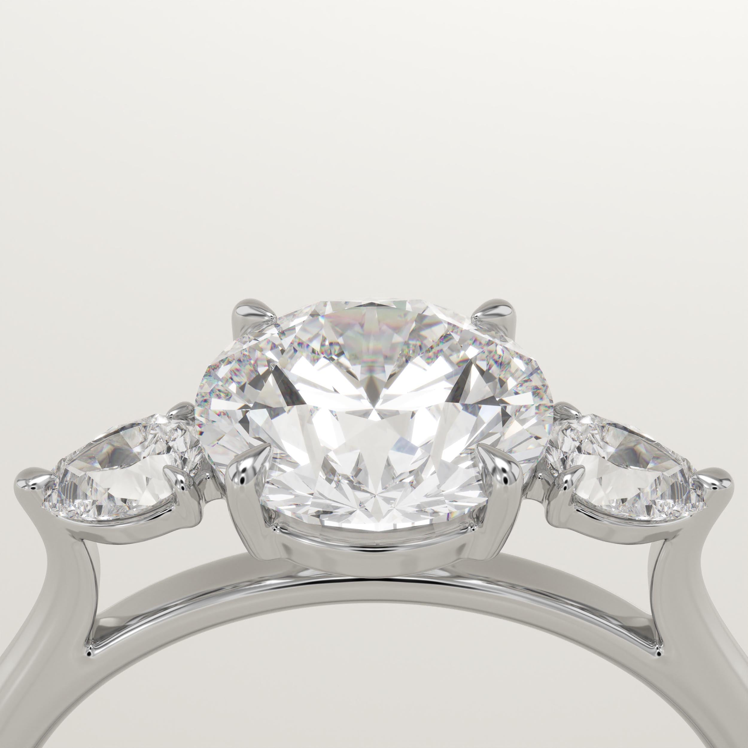 1.5 CT Round Cut Three Stone Lab-Grown Diamond Engagement Ring