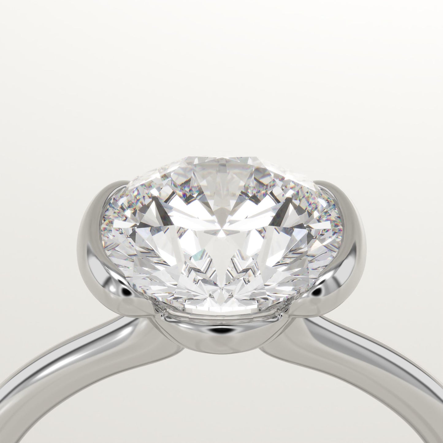 Round Cut Half Bezel Lab-Grown Diamond Engagement Ring