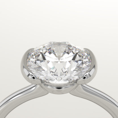 Round Cut Half Bezel Lab-Grown Diamond Engagement Ring