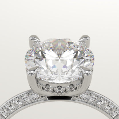 Round Cut Hidden Halo & Pave Lab-Grown Diamond Engagement Ring