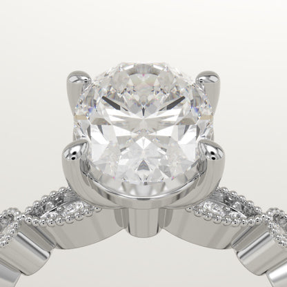 Oval Cut Milgrain Pave Lab-Grown Diamond Engagement Ring