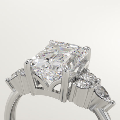 Emerald Cut Cluster Lab-Grown Diamond Engagement Ring