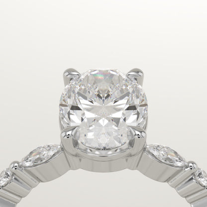 Oval Cut Pave Lab-Grown Diamond Engagement Ring