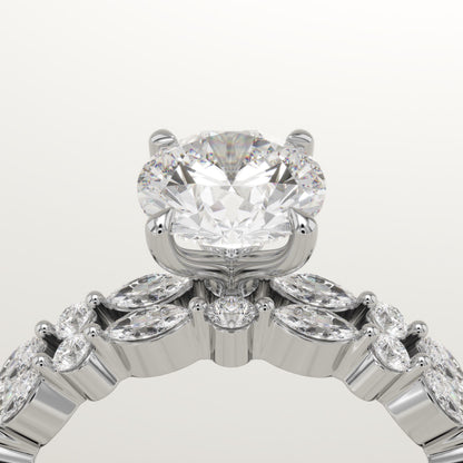 Round Cut Pave Lab-Grown Diamond Bridal Set