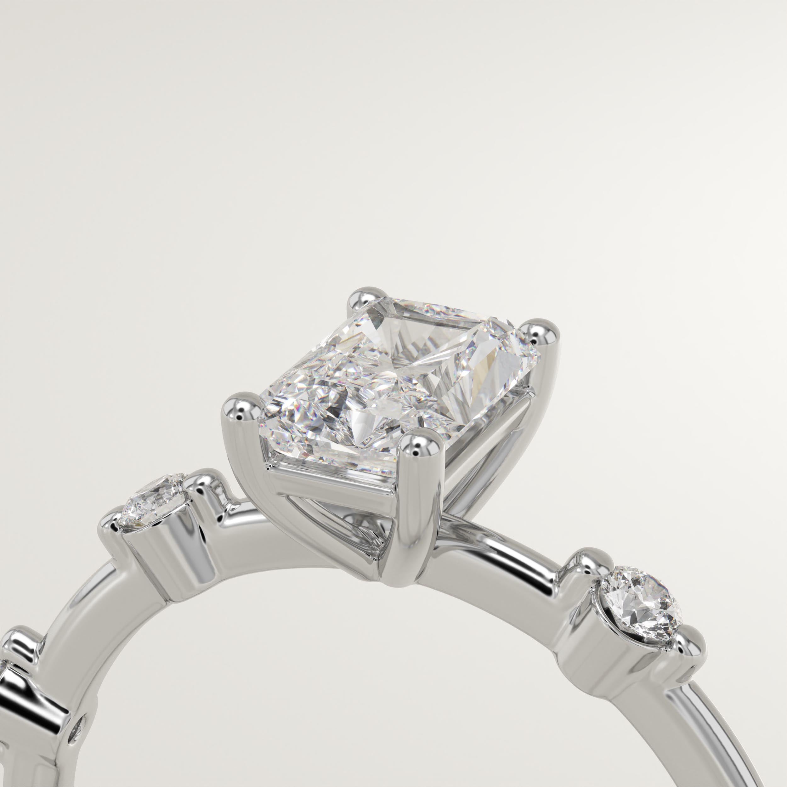 2.0 CT Radiant Cut Dainty Pave Lab-Grown Diamond Engagement Ring