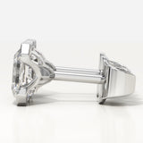 1 TCW Asscher Half Bezel Lab-Grown Diamond Stud Earrings