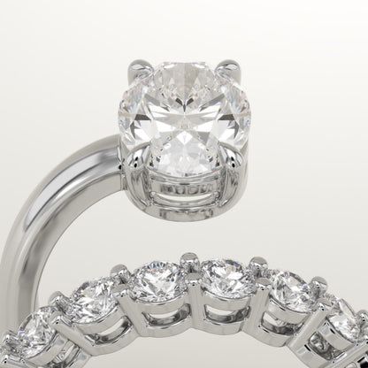 Oval Cut Pave Lab-Grown Diamond Engagement Ring