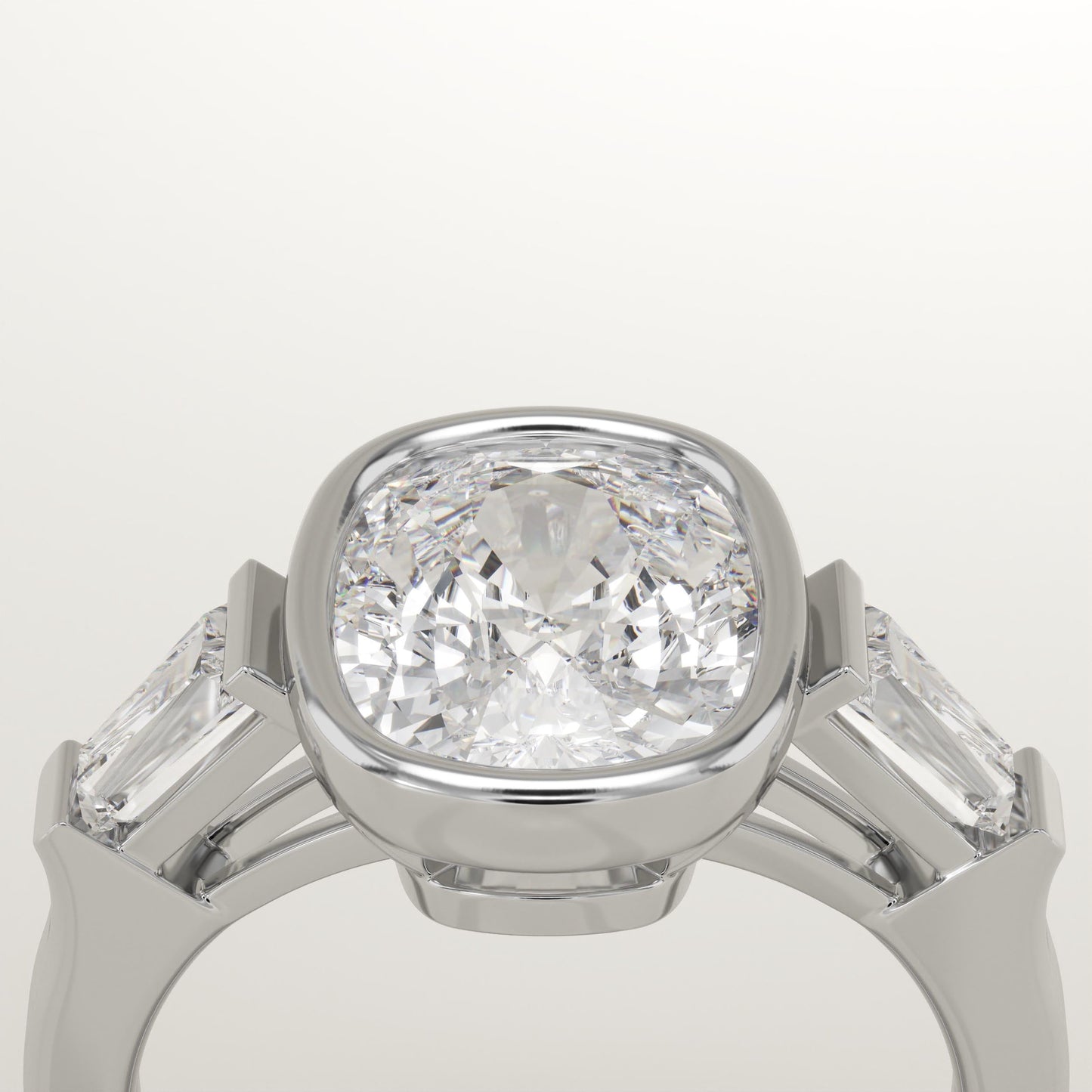 Elongated Cushion Cut Three Stone Lab-Grown Diamond Engagement Ring