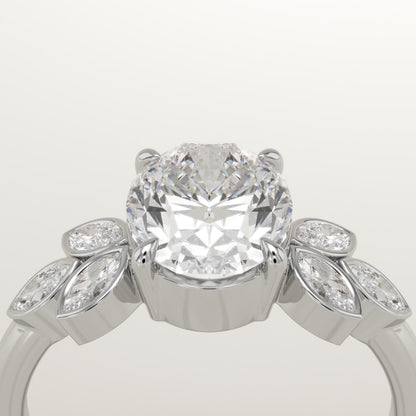 1.75 CT Oval Cut Cluster Moissanite Engagement Ring