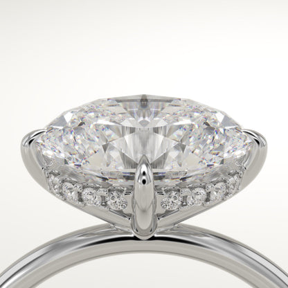 East West Oval Cut Hidden Halo Lab-Grown Diamond Engagement Ring