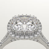 2.0 CT Cushion Cut Halo & Pave Lab-Grown Diamond Engagement Ring
