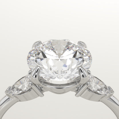 2 CT Round Cut Three Stone Moissanite Engagement Ring