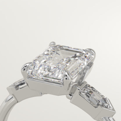 Emerald Cut Three Stone Lab-Grown Diamond Engagement Ring