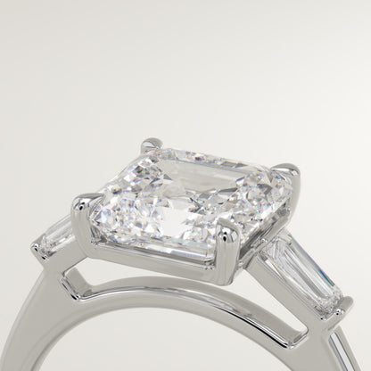 2 CT Asscher Cut Three Stone Moissanite Engagement Ring