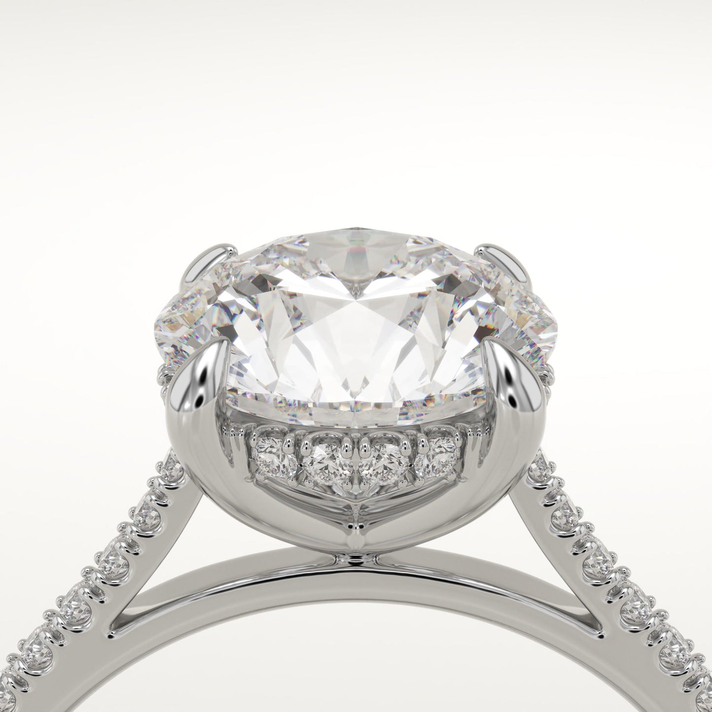 2 CT Round Cut Pave Moissanite Engagement Ring