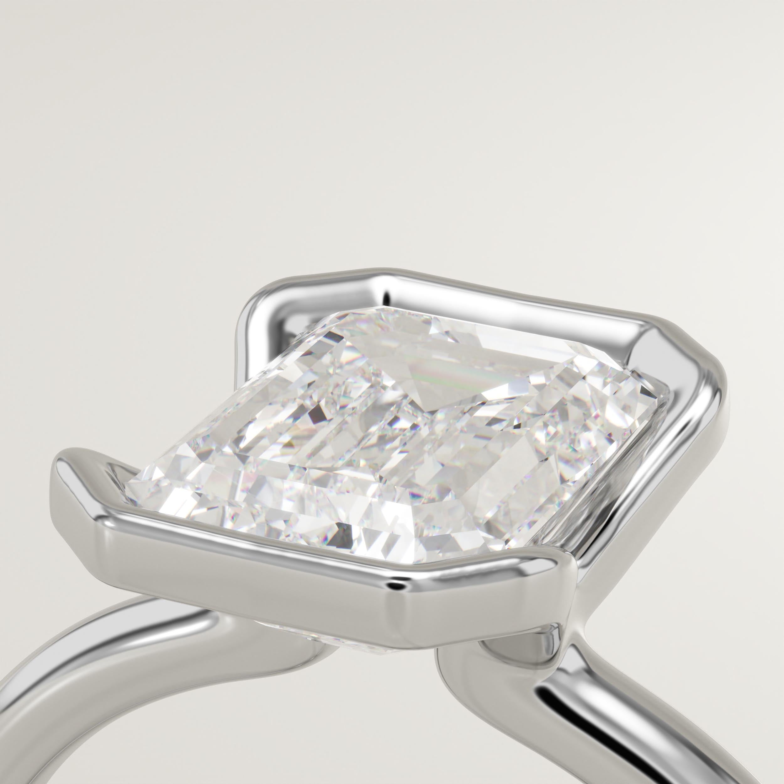 2.0 CT Emerald Cut Half Bezel Lab-Grown Diamond Engagement Ring