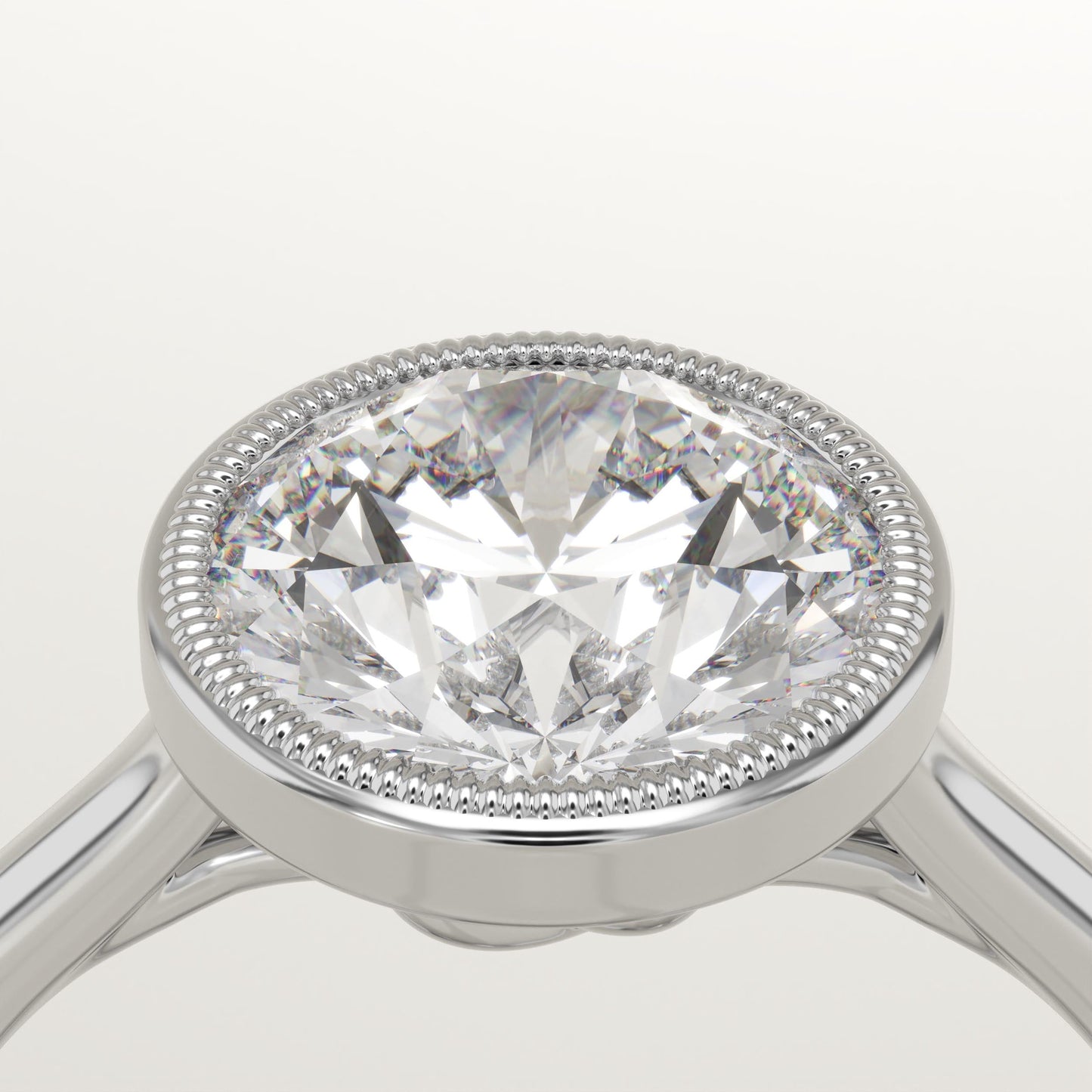 2 CT Round Cut Solitaire Bezel Moissanite Engagement Ring