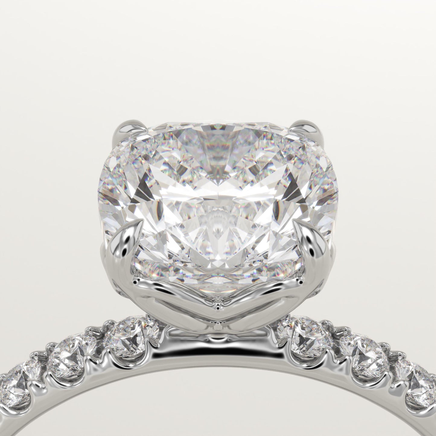 Cushion Cut Pave Lab-Grown Diamond Engagement Ring