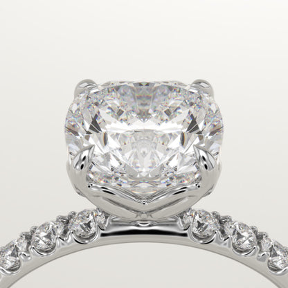 Cushion Cut Pave Lab-Grown Diamond Engagement Ring