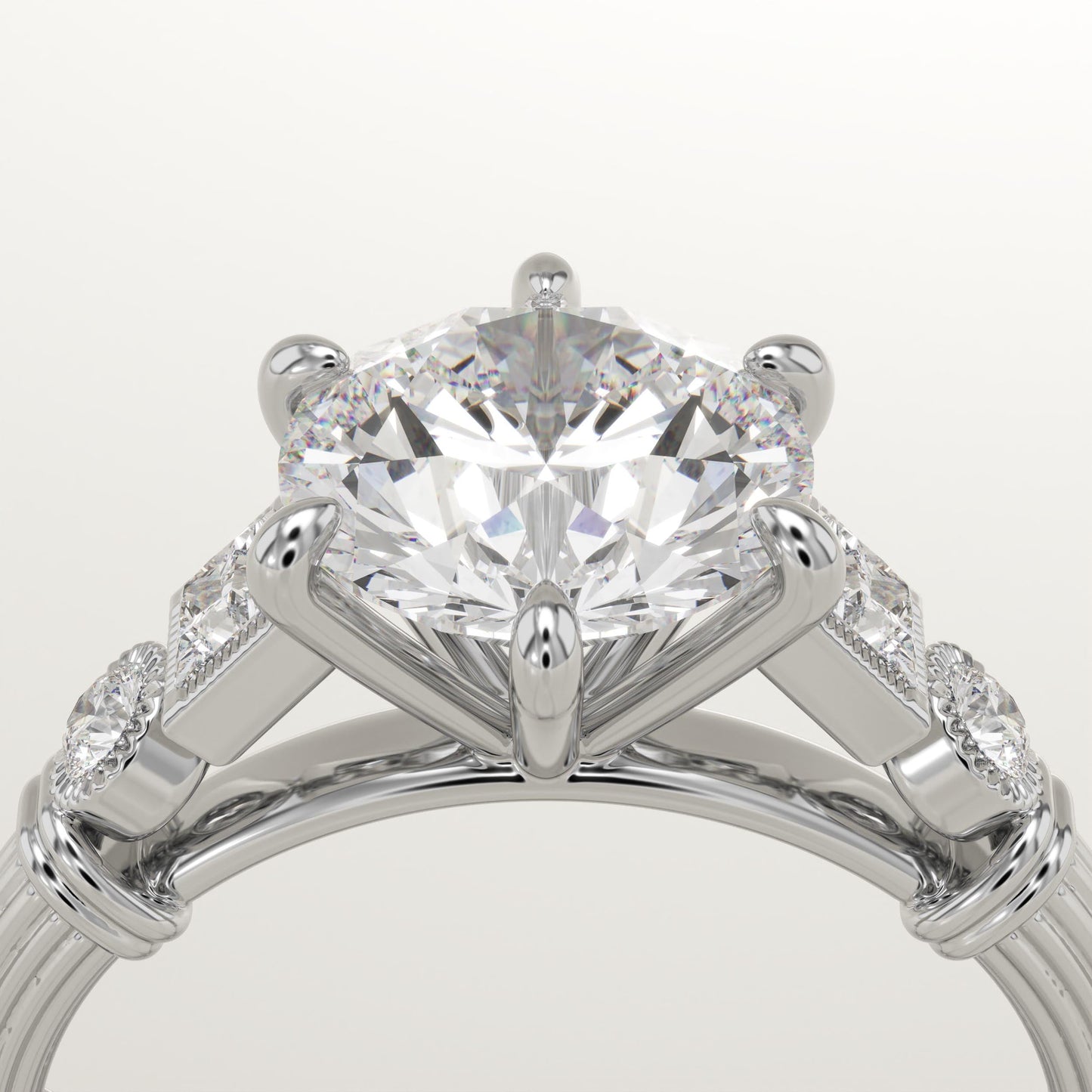 Round Cut Cluster Lab-Grown Diamond Engagement Ring