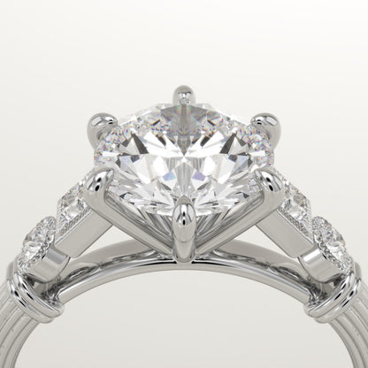 Round Cut Cluster Lab-Grown Diamond Engagement Ring