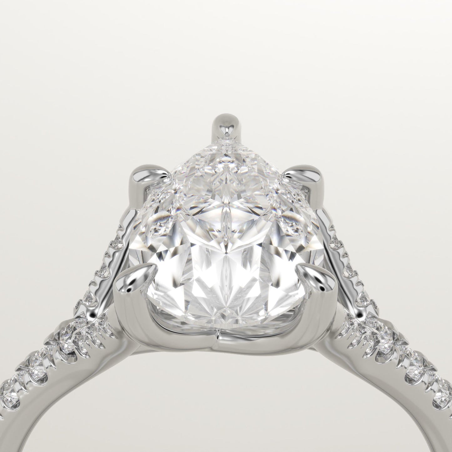 Pear Cut Pave Split Shank Lab-Grown Diamond Engagement Ring